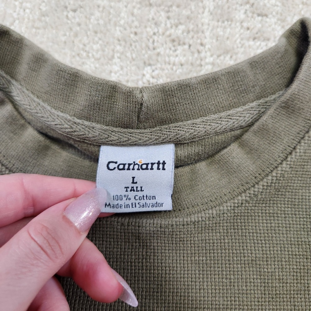 Vintage Carhartt Shirt Men Large Tall Thermal Waffle Knit Workwear Green Y2K - Picture 7 of 10